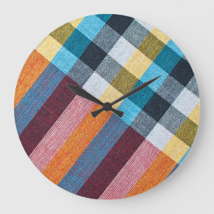 Reloj Redondo Grande Tela tailandesa: Textura de tela de cierre.