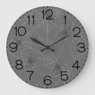 Reloj Redondo Grande Telaraña de Halloween y calabazas