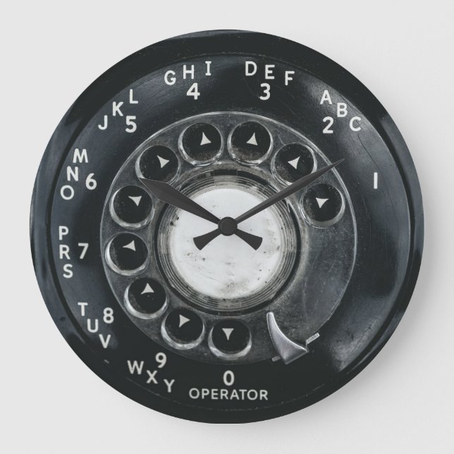 Reloj Redondo Grande Teléfono rotativo de época (Anverso)