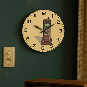Reloj Redondo Grande Teléfono sin cables retro Vintage 90
