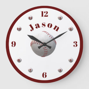 Reloj Redondo Grande Tema de béisbol personalizado