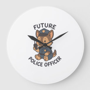 Reloj Redondo Grande Tema de futuro oficial de policía perro lindo