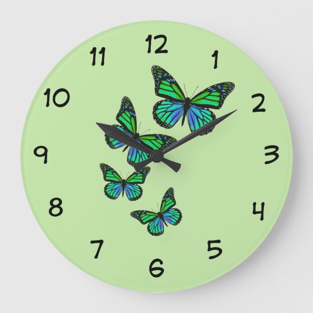 Reloj Redondo Grande Tema de la naturaleza de la mariposa (Anverso)