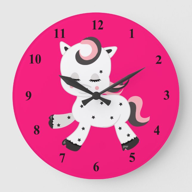 Reloj Redondo Grande Tema de Pony estilo Kawaii (Anverso)