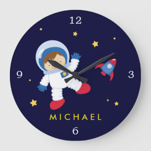 Reloj Redondo Grande Tema del astronauta Boy Space