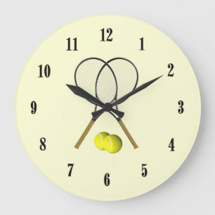 Reloj Redondo Grande Tema del deporte del tenis de los dobles
