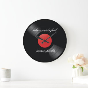 Reloj Redondo Grande Tema musical del disco de vinilo retro