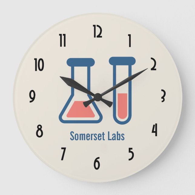 Reloj Redondo Grande Temas de ciencia de beaker y de You Tube de prueba (Anverso)