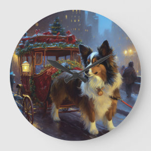Reloj Redondo Grande Temporada Festiva de Navidad Papillon