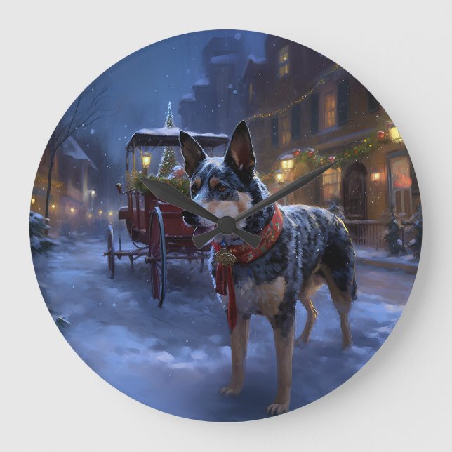 Reloj Redondo Grande Temporada festiva de Navidades de ganado australia (Anverso)