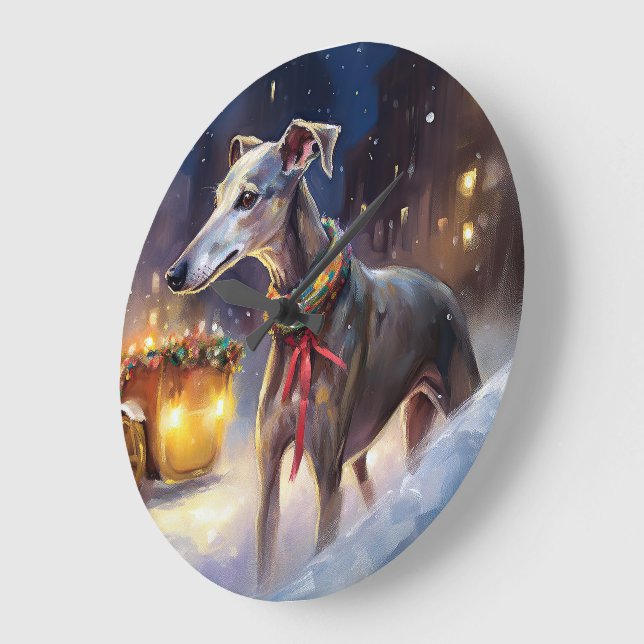 Reloj Redondo Grande Temporada festiva de Navidades de Greyhound (Ángulo)