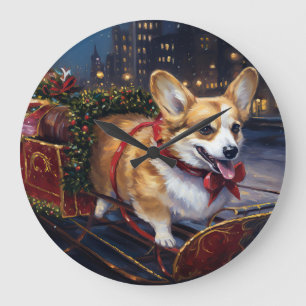 Reloj Redondo Grande Temporada Navideña Festiva de Corgi