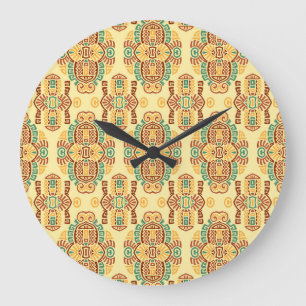 Reloj Redondo Grande Tendencia de cosecha étnica: mosaico sin foco bohe