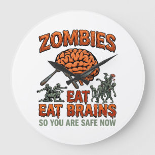 Reloj Redondo Grande Tenedores Cuchillo Cerebro Halloween Cerebros Come
