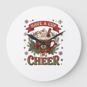 Reloj Redondo Grande Tener Taza Alegría Navidad Cuadros Taza Cacao Cali