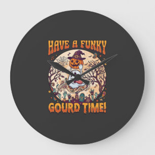 Reloj Redondo Grande Tener tiempo de calabaza funky Halloween Fantasma 