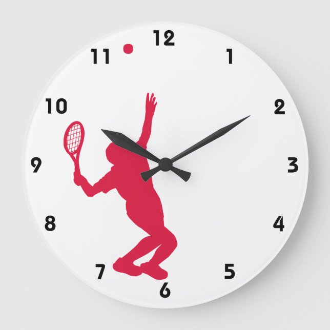 Reloj Redondo Grande Tenis del rojo carmesí (Anverso)
