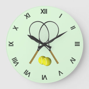 Reloj Redondo Grande Tenis Dobles Verde