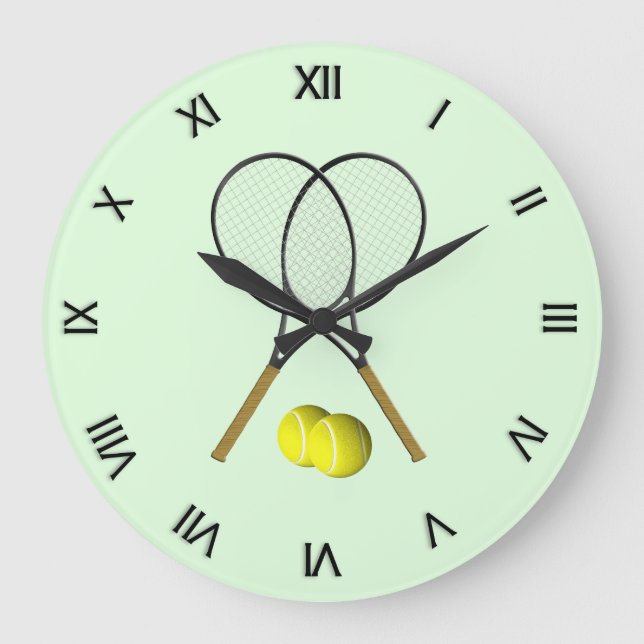 Reloj Redondo Grande Tenis Dobles Verde (Anverso)