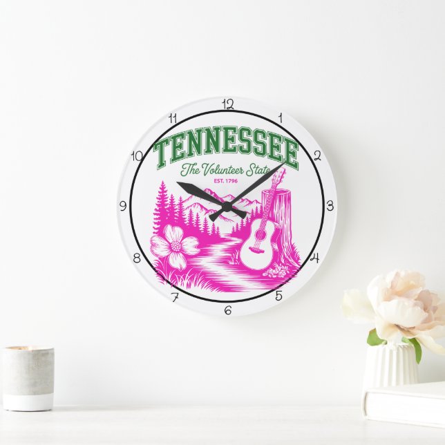 Reloj Redondo Grande Tennessee Volunteer State Guitar (Hogar)