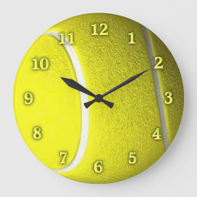 Reloj Redondo Grande Tennis Ball Sport Wall Clock Números amarillos (Anverso)