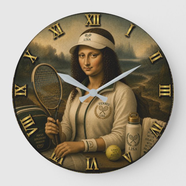 Reloj Redondo Grande Tennis Funny Mona Lisa (Anverso)