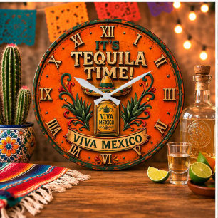 Reloj Redondo Grande Tequila Time Viva Mexico Bar Decor Mexican Rustic