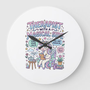 Reloj Redondo Grande Terapeuta de Unicornio con un Regalo Mágico Latera