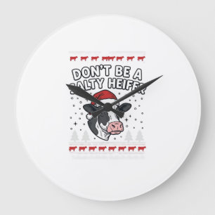Reloj Redondo Grande Ternera Salada Navidad Vaca Divertida Grabado Anti