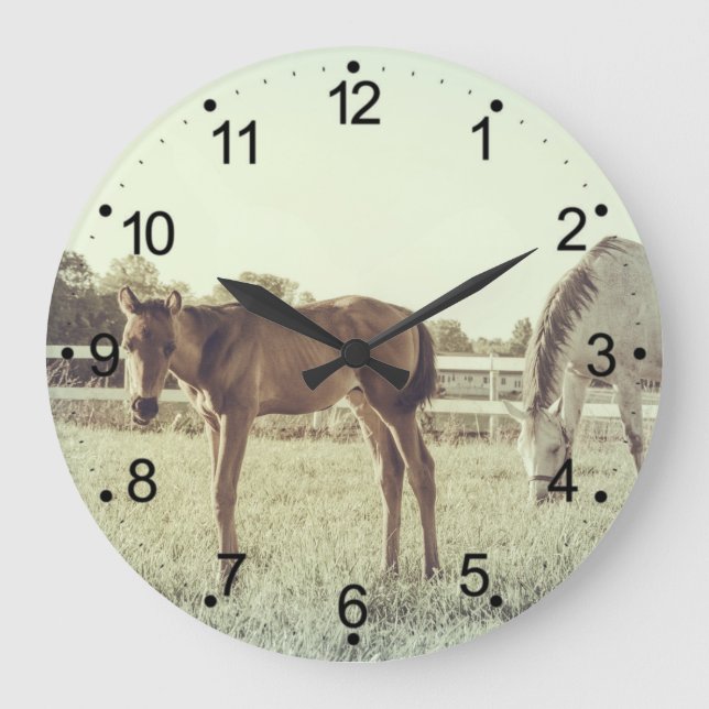 Reloj Redondo Grande Ternera y caballo mamá (Anverso)