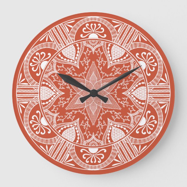 Reloj Redondo Grande Terracota Mandala (Anverso)