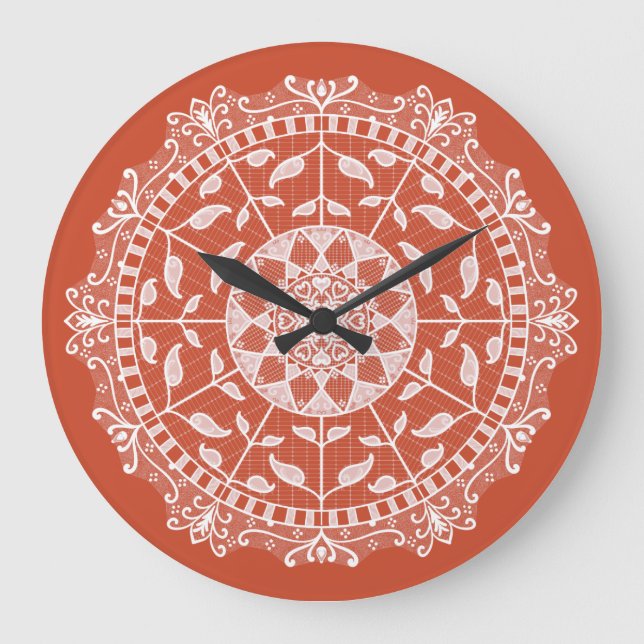 Reloj Redondo Grande Terracotta Mandala (Anverso)