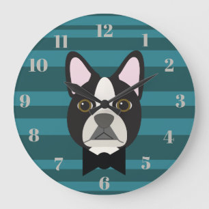 Reloj Redondo Grande Terrier de Boston