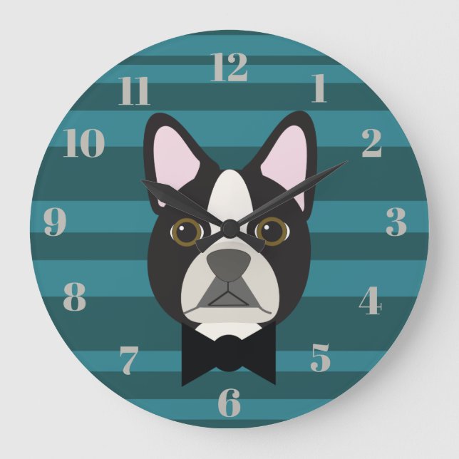 Reloj Redondo Grande Terrier de Boston (Anverso)