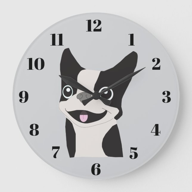 Reloj Redondo Grande Terrier de Boston (Anverso)
