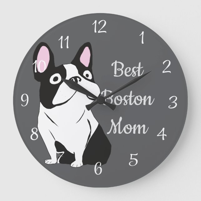 Reloj Redondo Grande Terrier de Boston (Anverso)