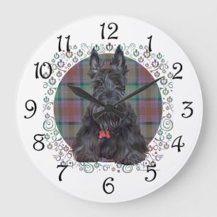 Reloj Redondo Grande Terrier escocés en tartán