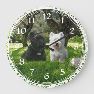 Reloj Redondo Grande Terriers escoceses y West Highland Greenwood