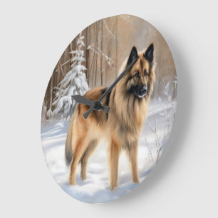 Reloj Redondo Grande Tervuren Belga Deja que nieve Navidad