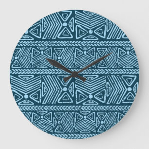Reloj Redondo Grande Testimonio étnico tribal vintage, sin fisuras.