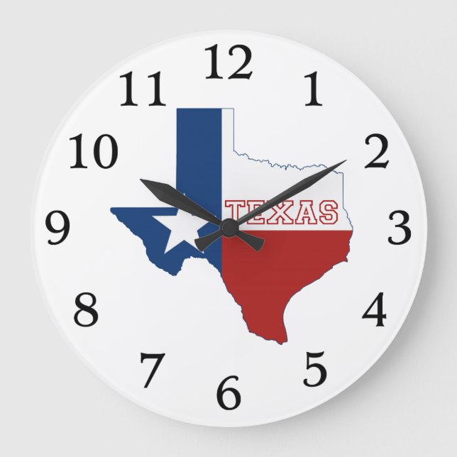 Reloj Redondo Grande Texan State Flag Texas Shaped Lone Star Texan Love (Anverso)