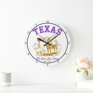 Reloj Redondo Grande Texas Estrella Solitaria Longhorn