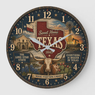 Reloj Redondo Grande Texas Lone Star State RusticGift for Home Ranch