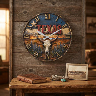Reloj Redondo Grande Texas Longhorn