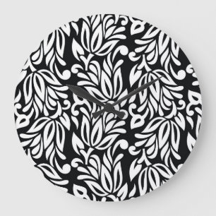 Reloj Redondo Grande Textil en blanco y negro.