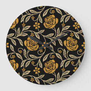 Reloj Redondo Grande Textil indio: sin costuras florales tradicionales.