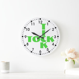 Reloj Redondo Grande Texto de marcación de cruz verde