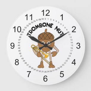 Reloj Redondo Grande Texto de nuez de trombón