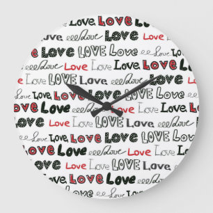 Reloj Redondo Grande Texto del marcador de amor fondo sin problemas