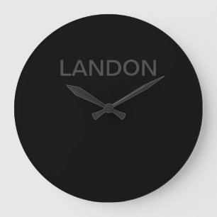 Reloj Redondo Grande Texto editable moderno   Gris oscuro y negro